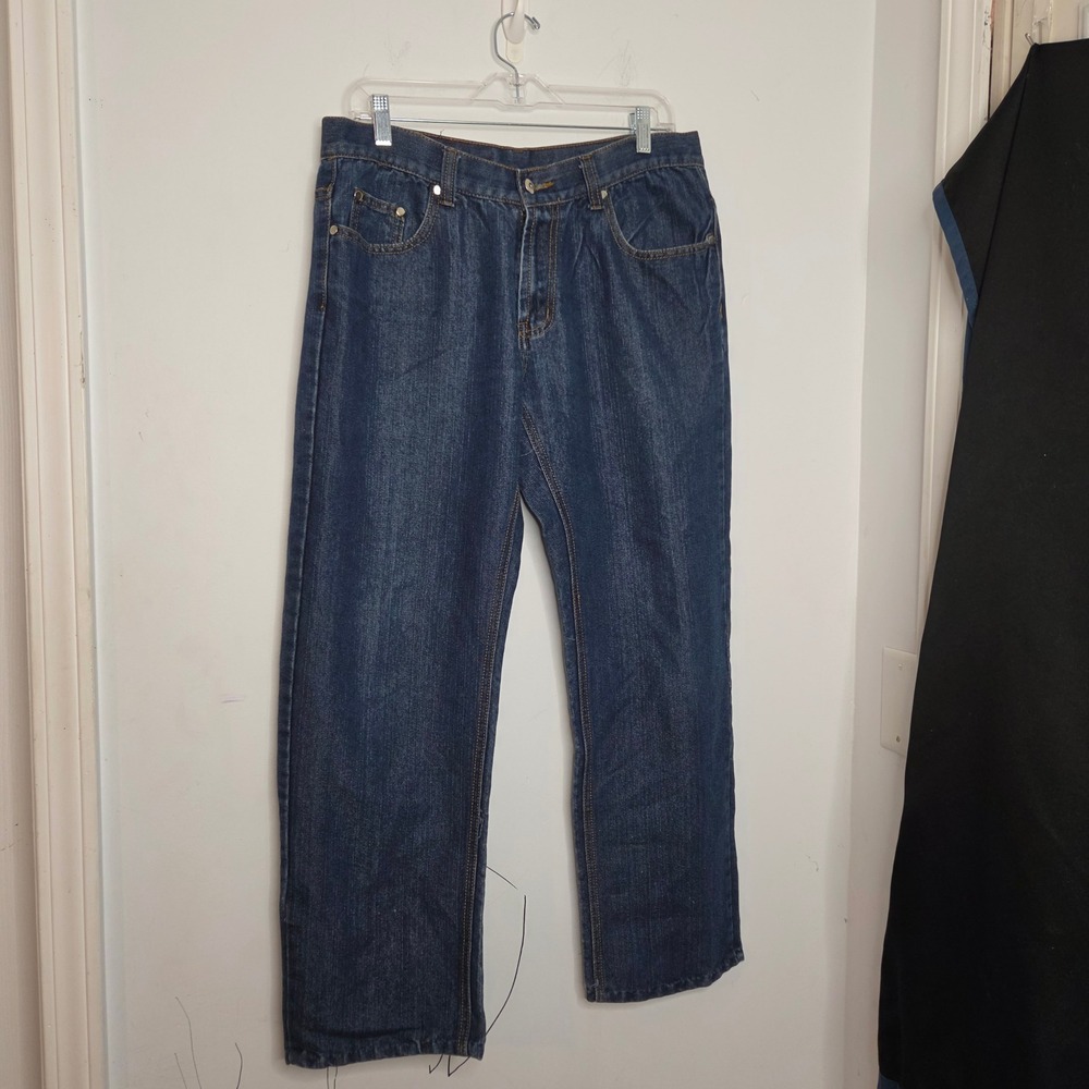 True Religion Joey Big T Mens 34 Straight Leg Jeans Blue Contrast Stitch USA